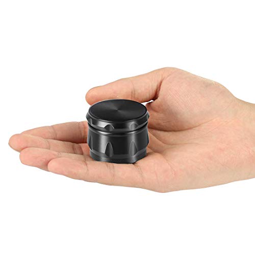 iRainy 1.6 Inch 4 Pieces Spice Herb Grinder G2 Pocket Size Small Tiny Grinder with Pollen Catcher (Black)