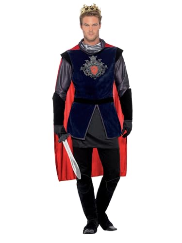 Smiffys Deluxe King Arthur Costume, Black, XL - Size 46 inches-48 inches