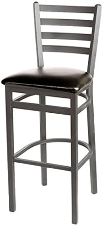 Oak Street SL2301SV-ESP  Silver Vein Ladder Back Metal Frame Bar Stool with Espresso Vinyl Seat, 43" Height x 16" Width x 16.375" Depth