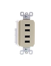 Pass & Seymour tm8usb4icc6 USB cargador, 4 salidas, color marfil Ivory
