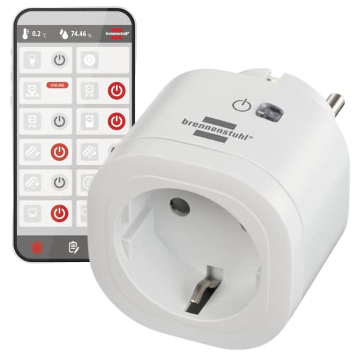 Brennenstuhl Connect WLAN Steckdose WA 3000 XS01 (WIFI Steckdose 2.4 GHz kompatibel mit Alexa und Google Assistant, kein Hub erforderlich, smarte Steckdose mit Zeitschaltuhr, kostenlose App)