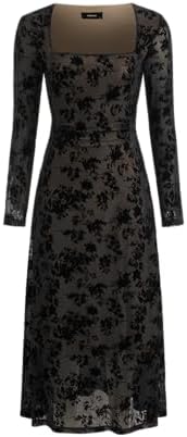 cider paisley pattern mesh maxi dress Amazon Cider CIDER Paisley Mesh Maxi Dress  Wedding Guest Dress With  Square Neck & Short Sleeves Paisley Pattern Mesh Long Dress Summer Women