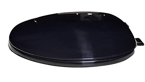 Centoco 600-407 Elongated Plastic Toilet Seat, Closed Front with Cover, Heavy Duty Hinge, Regular Duty Residential or Light Weight Commercial Use, Black