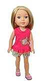 Brittany's Summer Turtle Outfit for 14 and 14.5 Inch Dolls Compatible with Wellie Wisher Dolls, Glitter Girl Dolls and Hearts for Hearts Dolls- 14 Inch Doll Clothes
