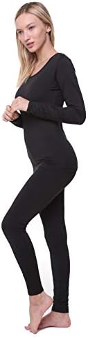 Women Thermal Underwear Set; Base Layer; Midweight Soft Fleece; Warm Long Sleeve Vest and Leggings Pants