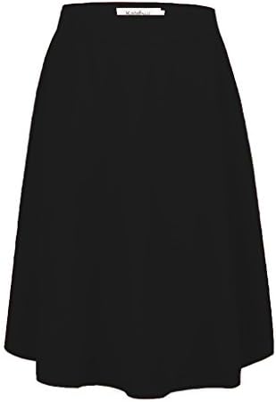 KateSui Elastic Band A Line Skater Pleated Skirts for Teens Knee Length Black Large
