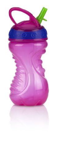 Nuby 2-Pack Flip-It Easy Grip Cups with Easy-Flo Straw, 10 Ounce, Colors May Vary