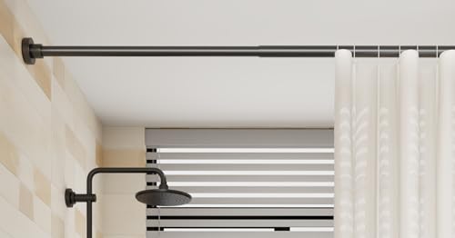 Pressure Curtain Pole for Curtain without Drilling Extendible for Bathroom Shower Room Curtains, Length 85 - 180 cm, Diameter 25 mm, White