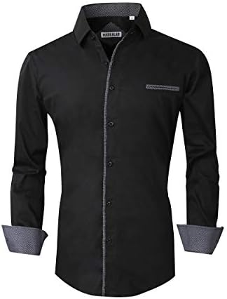 Markalar Mens Dress Shirt Regular Fit Long Sleeve Button Down Shirts for Men