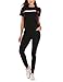 KANSOON Women Stripe Patchwork Two Piece Sweatsuit Round Neck Pullover and Skinny Long Pants