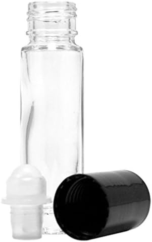 Gloriest 6 Bottles Aromatherapy Essential Oil Glass Roll on Bottles for Essential Oils, Perfumes, Lip Balm, Lip Gloss (Clear)
