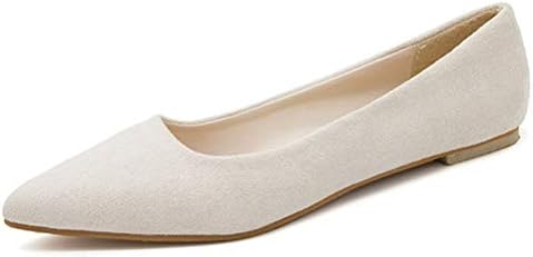 JRenok Women Pointed Toe Ballet Flats Low-top Retro Shallow Mouth Spring Summer Suede Flat Shoes Slip on Work Shoes Closed Toe Pumps