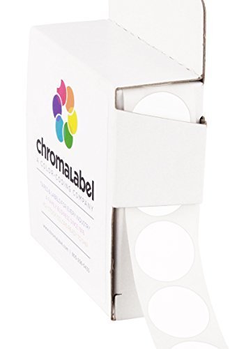 ChromaLabel 19mm (3/4 Inch) Round Removable Colour-Code Dot Stickers, 1000 per Dispenser Box, White
