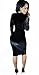 Kearia Womens Sexy Black Sequin Scoop Neck Long Sleeve Bodycon Party Midi Dress Black XLarge