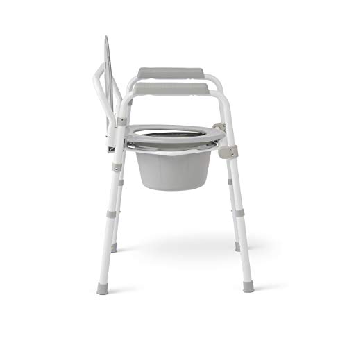 Medline 3in1 Steel Folding Bedside Commode, Commode Chair for Toilet