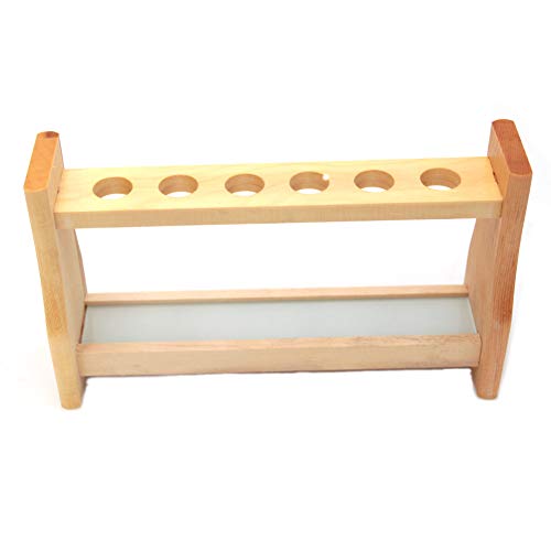 Chiloskit 0.7" (18mm) Holes Wood Wooden Test Tube Rack Holder Stand for API 10ml 25ml Test Tubes Lab Tube Racks Pen Holder (10ml 6Slots) - Thumbnail 3