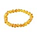 Raw Amber Bracelet for Adults Made on Elastic Band - 7 Inches - Baltic Amber Land - Hand-made From Unpolished / Certified Baltic Amber Beads (Honey)