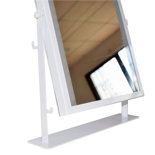 New Hollywood Lighted Vanity Mirror LED Dimmable Makeup Mirror with Lights Desktop Bathroom Mirror 3 Light Source Modes Touch Screen 180° Adjustable Angle (White)