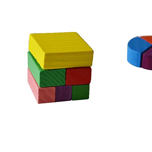 kaifongfu Educational Toy,Kids Baby Wooden Geometry Building Blocks Puzzle Early Learning Educational Toy (A) - Thumbnail 3