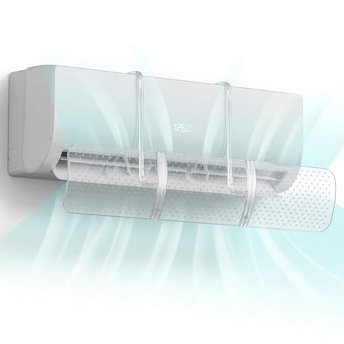 UZNOONL Deflector de Aire Acondicionado Minisplit, Retractable Conditioner air Desviador, Diseño Poroso Antidirecto, Hogar/Oficina, Bebés, Ancianos, Embarazadas, Todas las Estaciones - Transparente