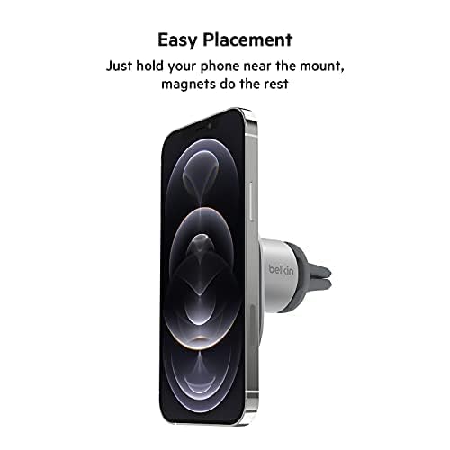 Belkin MagSafe Vent Mount Pro - MagSafe Phone Mount for Car, Magnetic Phone Holder Compatible with iPhone 15, iPhone 15 Plus, iPhone 15 Pro, iPhone 15 Pro Max, iPhone 14 & iPhone 13 - Gray