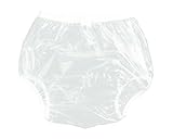 Haian Adult Incontinence Pull-on Plastic Pants Color Transparent White (Medium)
