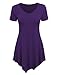 MBJ WT638 Short Sleeve Shirts for Womens Tops Casual V-Neck Summer Clothes Asymmetrical Tunic Blouses XL Dark_Purple