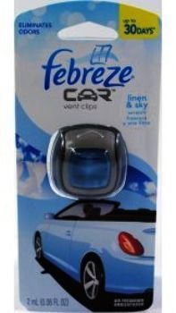 Febreze 2 amL (0.06 FL OZ) Car Vent Clips Air Freshener and Odor Eliminator, Linen and Sky Scent - 8 Pieces