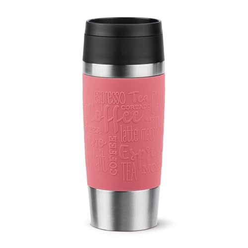 Emsa N20209 Travel Mug Classic Insulated Mug 0.36 litres Comfort Screw Cap Stainless Steel 4 Hours Hot and 8 Hours Cold 100% Leak-Proof Dishwasher Safe 360° Drinking Opening Coral
