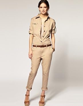 Amazon インポートピンク Importpink 海外 インポート ベージュ サファリ シャツ オールインワン サロペット ベージュ オールインワン 通販