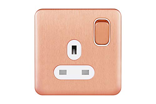 Schneider Electric Lisse Screwless Deco - Switched Single Power Socket, 13A, Single Pole, GGBL3010WLCS, Light Copper with White Insert