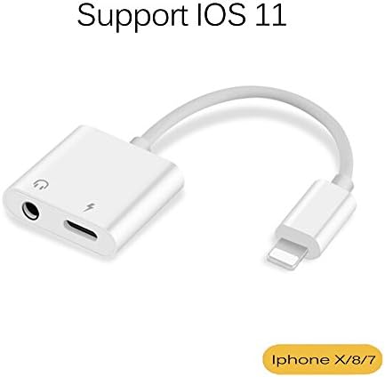 (Support IOS 11) iPhone 7 Adapter, iPhone 8 / X Adapter, 2 in 1 Lightning to 3.5mm Headphone Adapter, Charge Adapter, Earphone Adapter 2 in 1 with Lightning Charging Port for iPhone 7/8/8 Plus/X