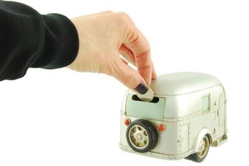 Coin Bank, Silver Vintage Travel Trailer Camper
