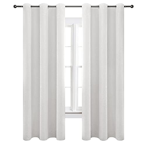 TFJ Cream Linen Blackout Curtain Panels 52 x 84 Inch Window Draperies, 2 Pieces Thermal Insulated Drapes for Bedroom, Living Room, Kitchen, Cream