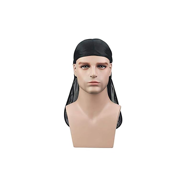 Century Star Satin Silk Head Wrap Durag Long Tail Beanies for Men Women