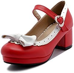 MFairy Woman's Low Heel Lolita Shoes Cute Bowknot Mary Jane Shoes