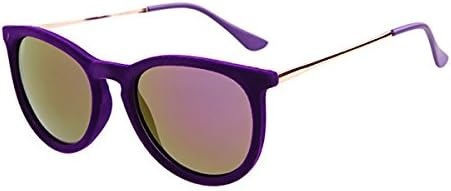 Guoxuan Modern Unisex Velvet Classic Round Frame Polarized Sunglasses Purple