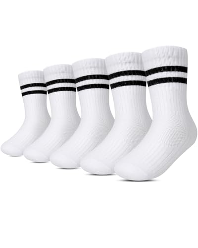 Kyopp 5 Paar Socken Kinder Jungen und Mädchen Knöchelsocken Atmungsaktiv Sneaker Gestreift Crew Socks thumbnail 1