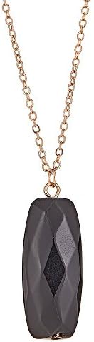[Handmade Rectangular Natural Stone Necklace] Jet Black (3/6)