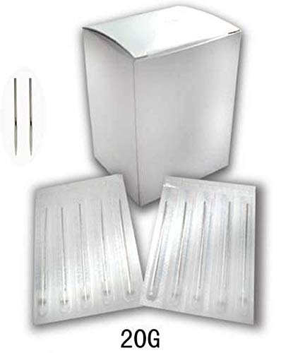 Ear Septum Nose Piercing Needles Piercing Needles Beach Body Art Supply Surgical Steel EO Gas Sterilized Tri-beveled Hollow Body Piercing Needles 5 Needles To A Cards Box of 100 (20G)