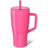 BrüMate Era 30 oz Tumbler with Handle and Straw | 100% Leakproof Insulated Water Bottle Tumbler with Lid and Flexible SoftSip Straw | Made of Stainless Steel | Cup Holder Friendly | 30oz (Neon Pink)