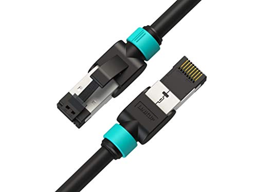 [Tested with Versiv CableAnalyzer] Cat7 Ethernet Cable -50 FT (1 Pack) 10G Double Shielded RJ45 S/FTP | Network Internet LAN Switch Router Game | High-Speed | 26AWG Black