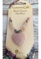 Natures Gift Rose Quartz Heart Shaped Necklace, Gemstone Pendant,