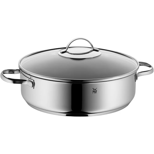 WMF Schmorpfanne 28 cm hoher Rand, Schmortopf mit Deckel 5l, Bräter Induktion, backofenfest, Antihaftbeschichtung, für alle Herdarten geeignet, tropff