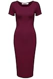 Meaneor Women's Sweetheart Short Sleeve Classic Slim Fit Sexy Midi Dress