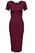Meaneor Women's Short Sleeve Scoop Neck Classic Slim Fit Bodycon Party Dress