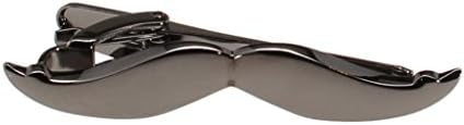 Black Mustached Tie Bar Fun Novelty Clip