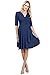 LaClef Women's Maternity Wrap Dress with Tie Waist Belt (Small, Navy)
