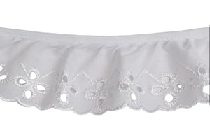 GENERIC Ruffled Eyelet Lace White Fabric Trim Edge for Sewing Bridal, Baby Clothes, Blankets, Pillows DIY Decorations (2 Inch x 18 Continuous Yards)