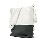 Canvas Tote Shoulder Bag Crossbody Bag Two Toned (White and Charcoal)